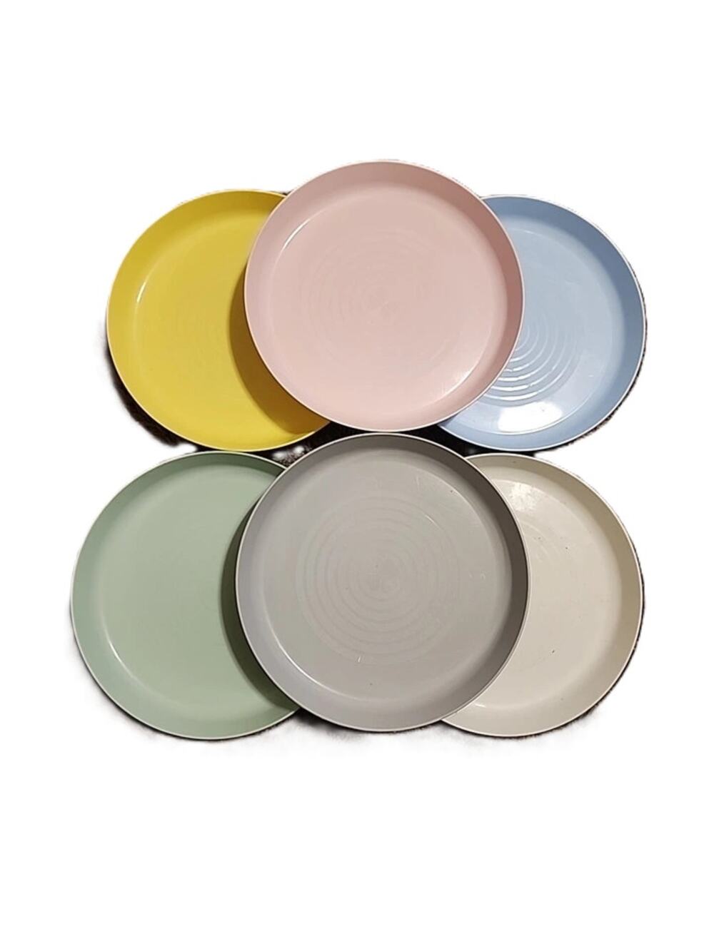 Lot of 6x IKEA KALAS Stackable Kids Plates Mixed Pastel Colors Polypropylene NEW